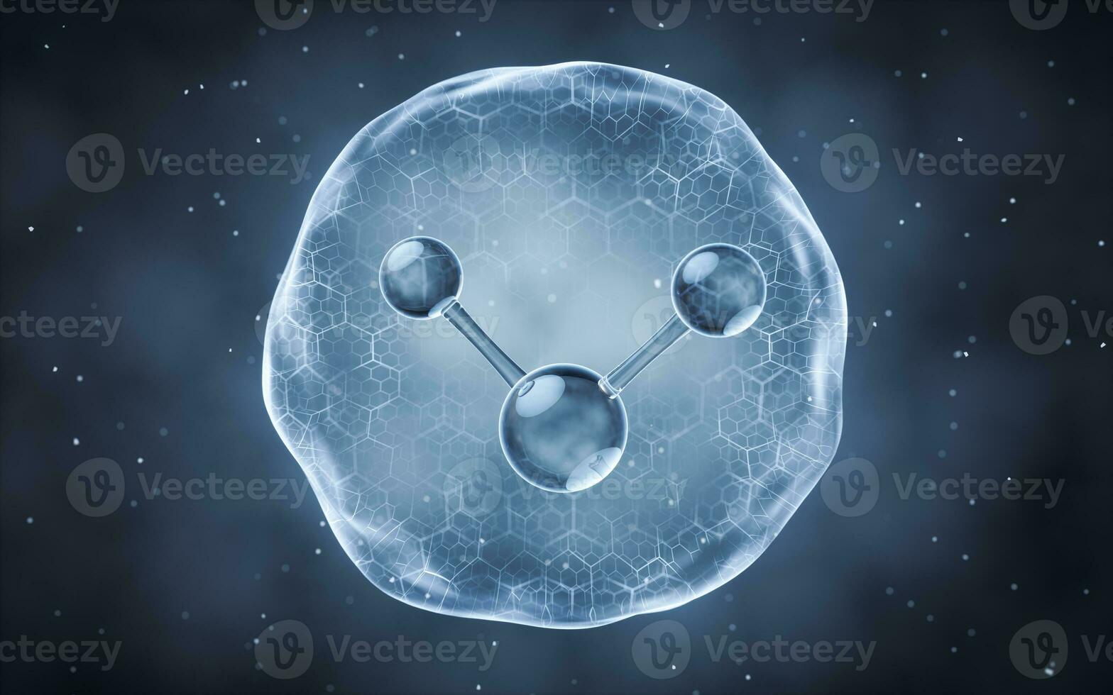 Organic sphere with molecule inside, 3d rendering. photo