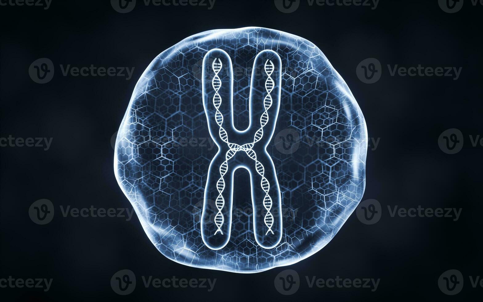 Organic sphere with chromosome inside, 3d rendering. photo