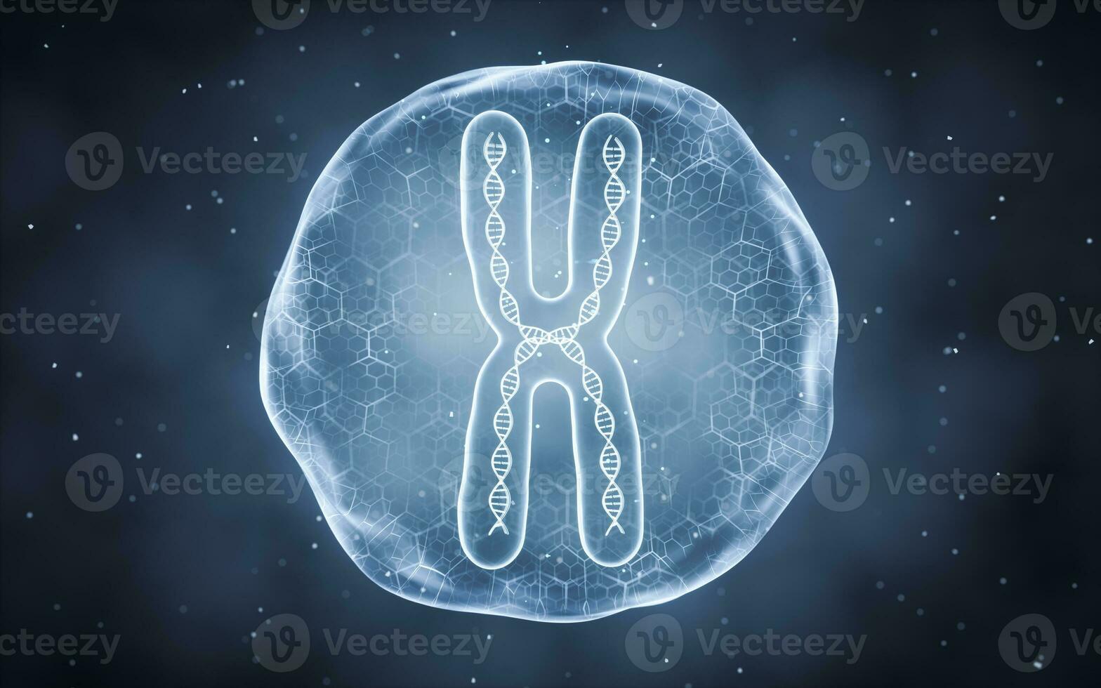 Organic sphere with chromosome inside, 3d rendering. photo