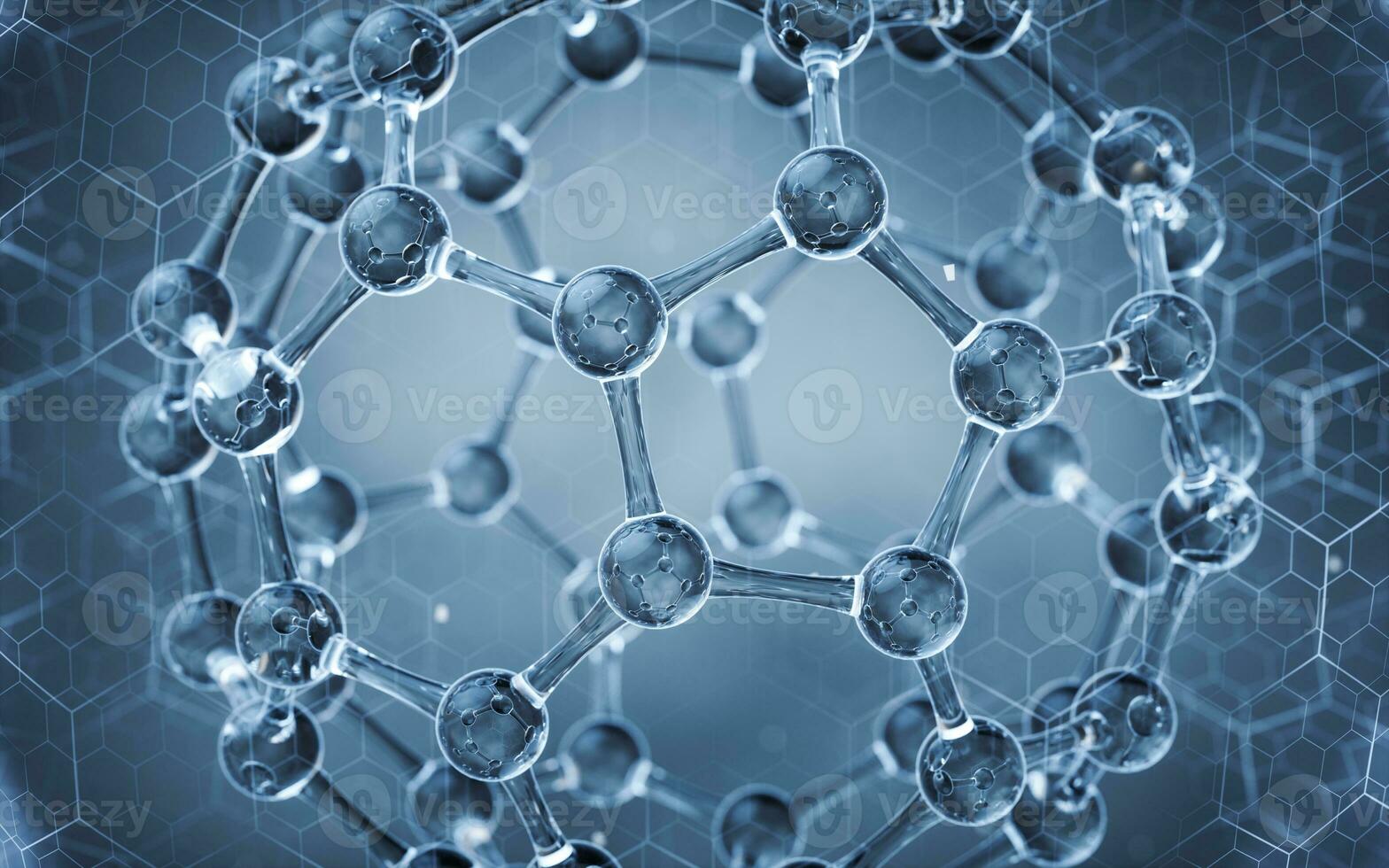 Molecule sphere with hexagon pattern, 3d rendering. photo