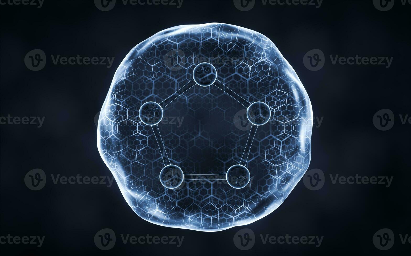 orgánico esfera con molécula adentro, 3d representación. foto