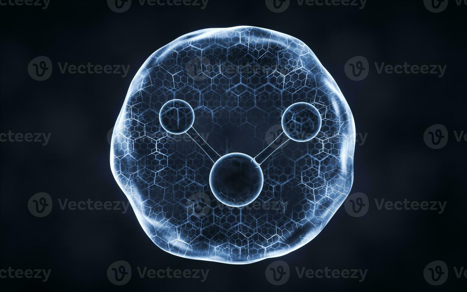 Organic sphere with molecule inside, 3d rendering. photo