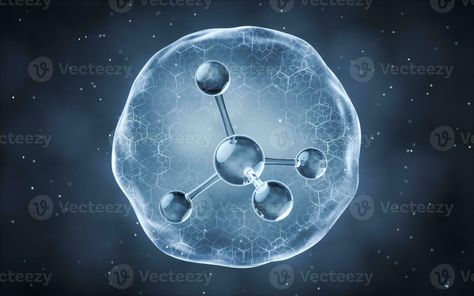 Organic sphere with molecule inside, 3d rendering. photo