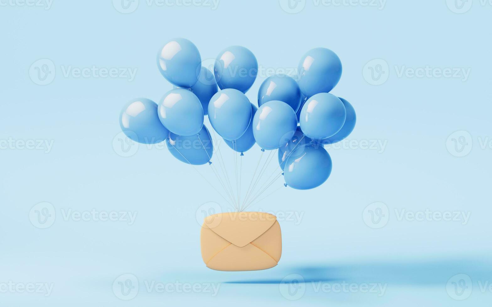 Message envelope with cartoon style, 3d rendering. photo