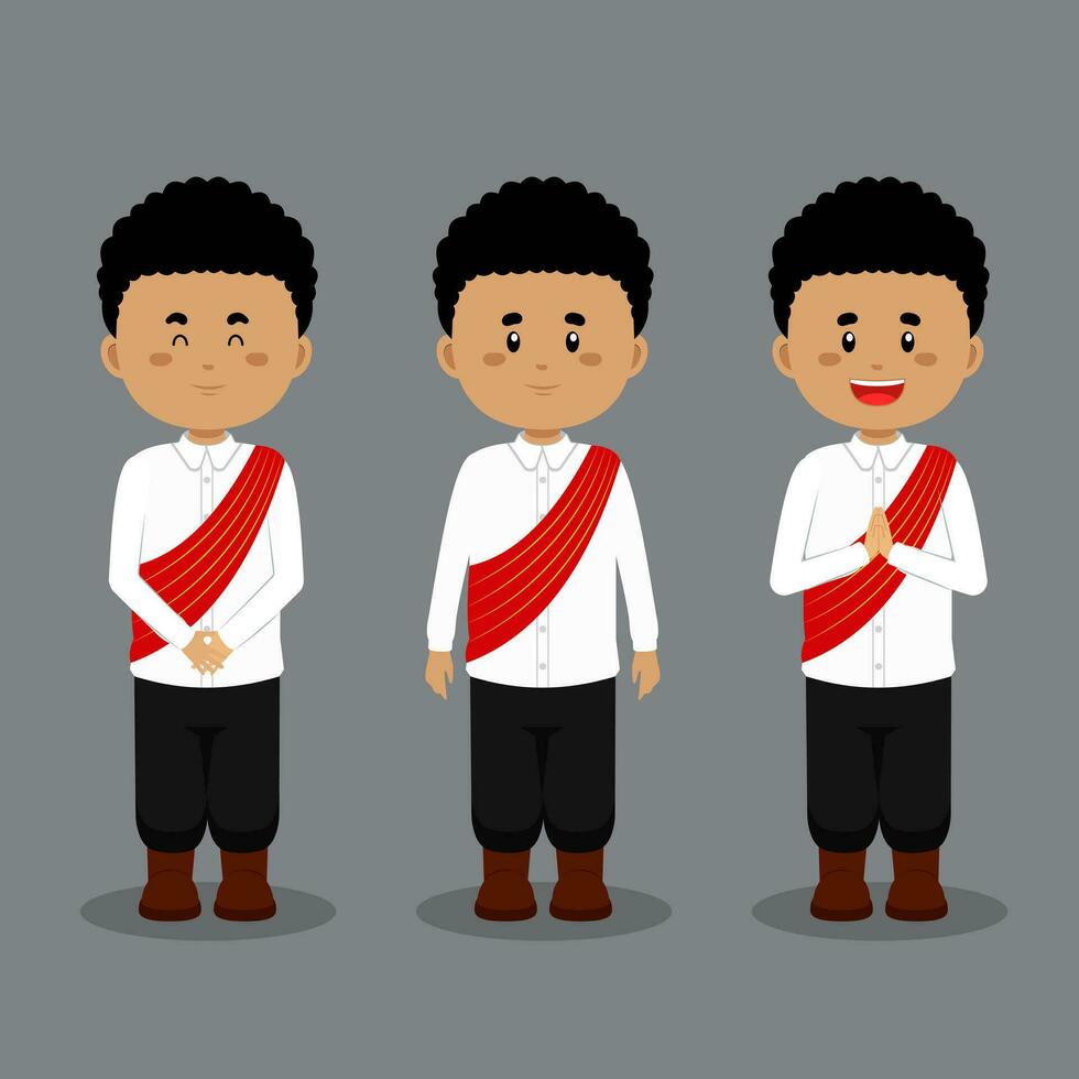 Suriname Character with Various Expression vector