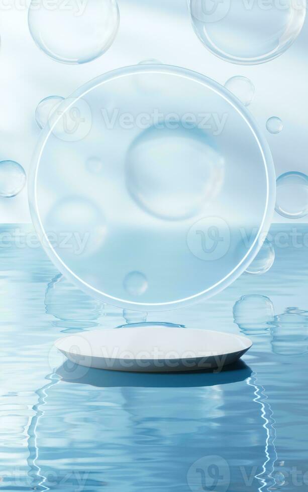 3D stage on the water surface, 3d rendering. photo