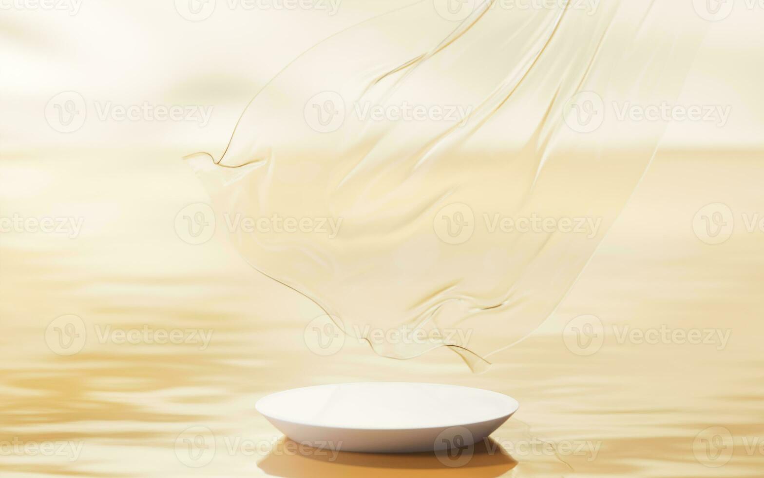 Empty stage with transparent cloth background, 3d rendering. photo