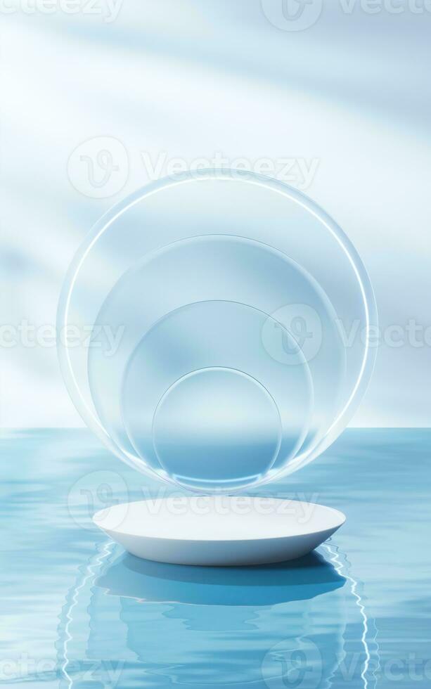 3D stage on the water surface, 3d rendering. photo