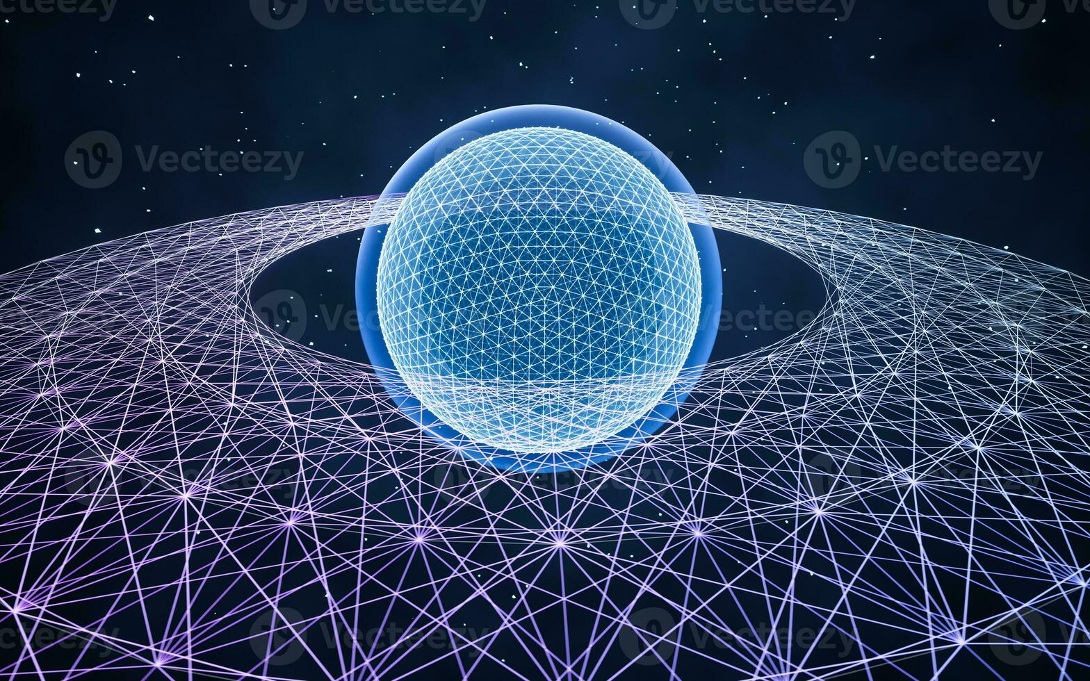 Digital sphere with glowing lines structure, 3d rendering. photo