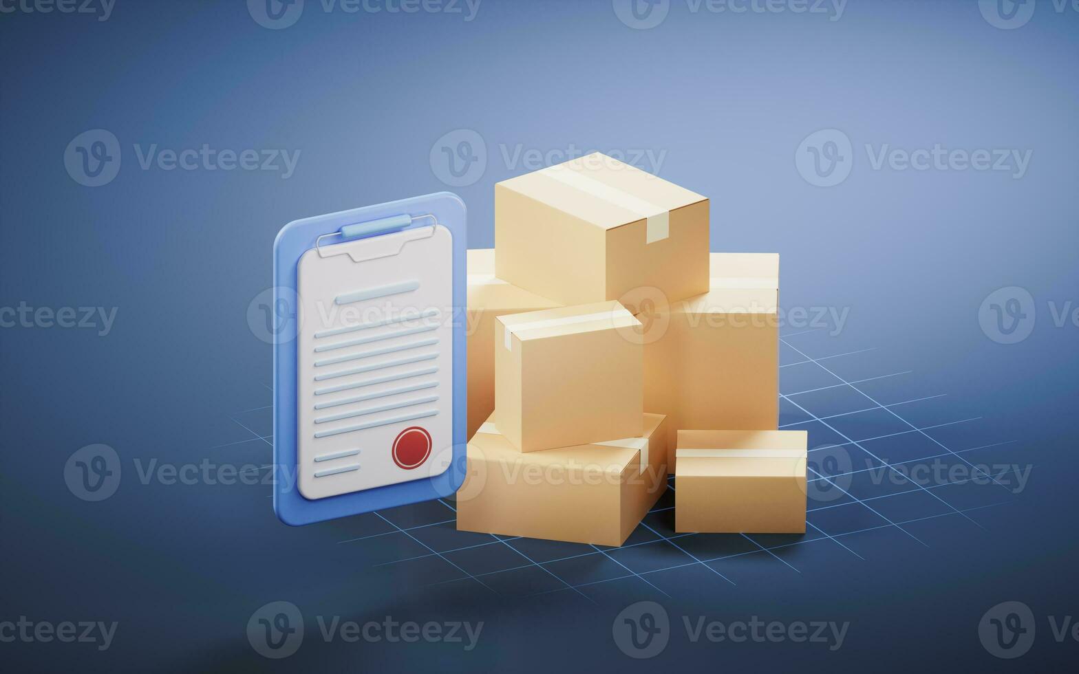 Packaging box with paper board, 3d rendering. photo