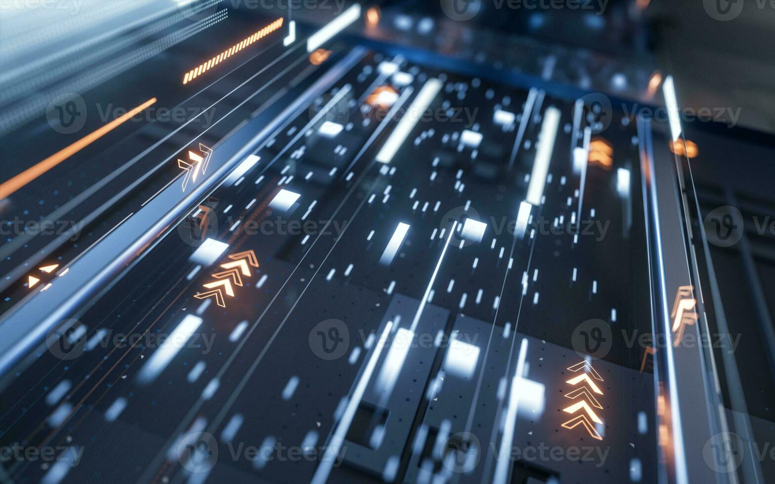 Fast speed electronic transmission circuit, 3d rendering. photo