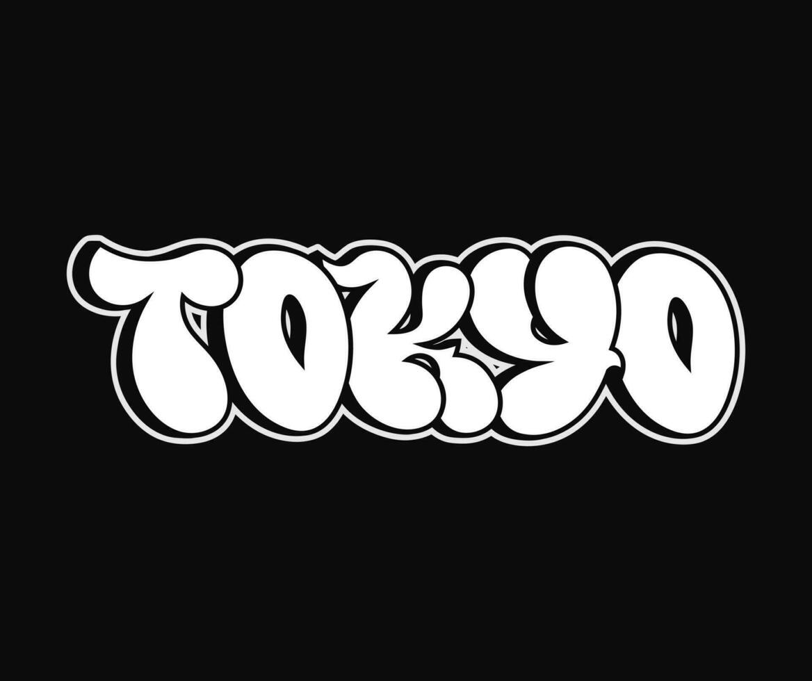 Tokyo - single word, letters graffiti style. Vector hand drawn logo. Funny cool trippy word Tokyo City, fashion, graffiti style print t-shirt, poster concept