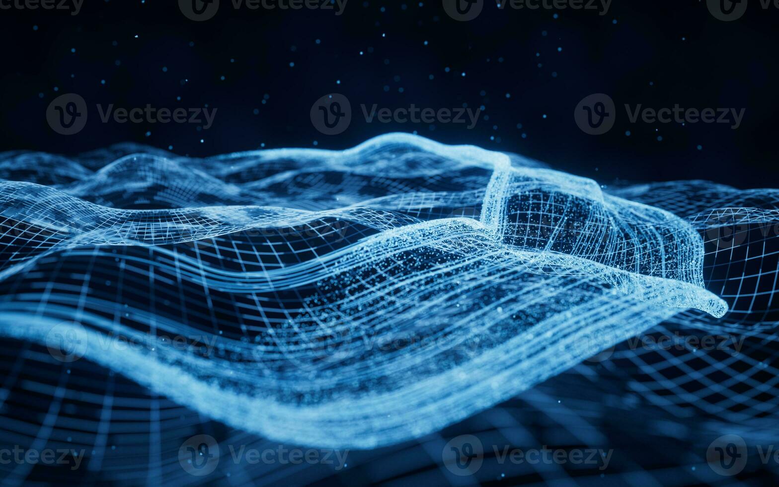 Flowing particles with glowing lines, 3d rendering. photo