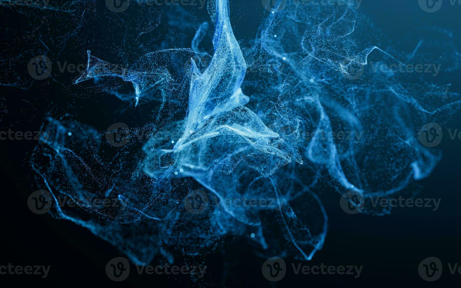 Flowing particles with smoke shape, 3d rendering. photo