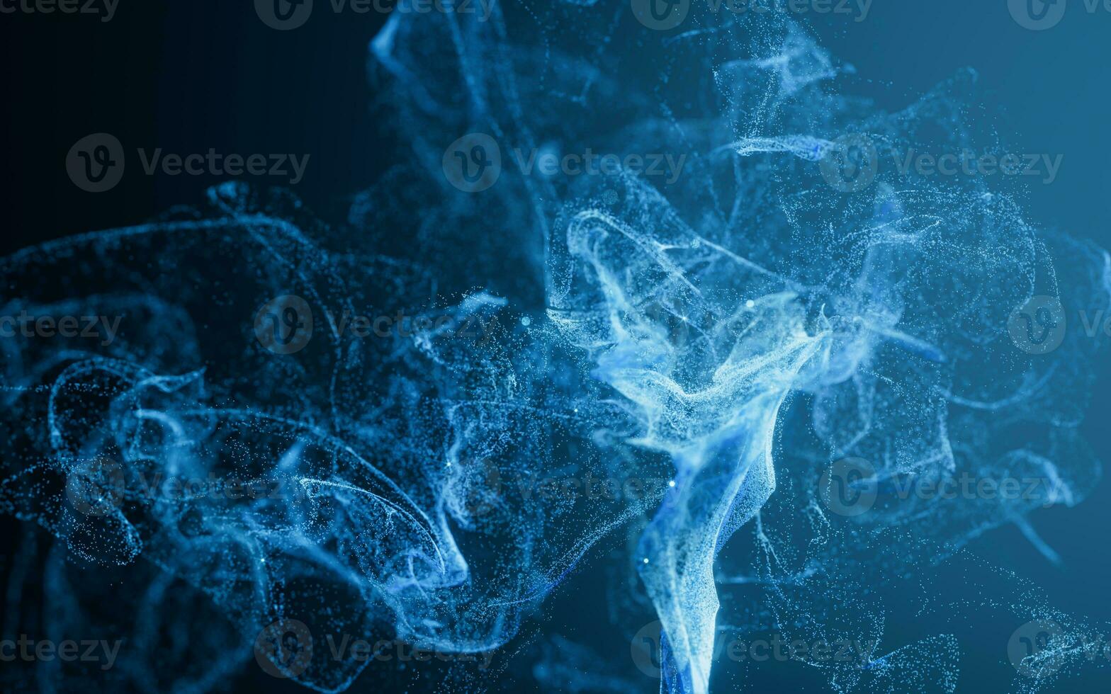 Flowing particles with smoke shape, 3d rendering. photo
