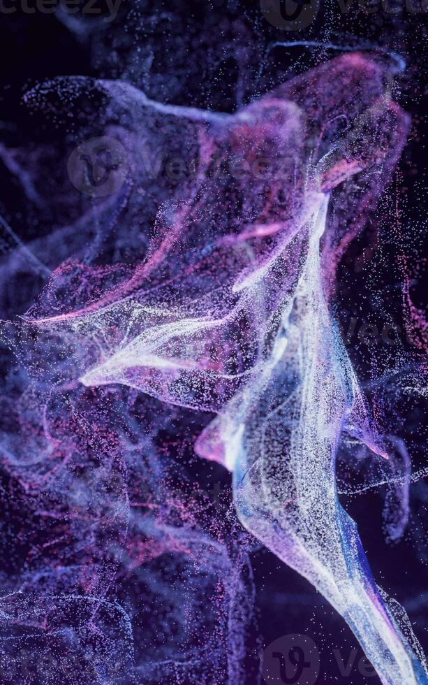 Flowing particles with smoke shape, 3d rendering. photo