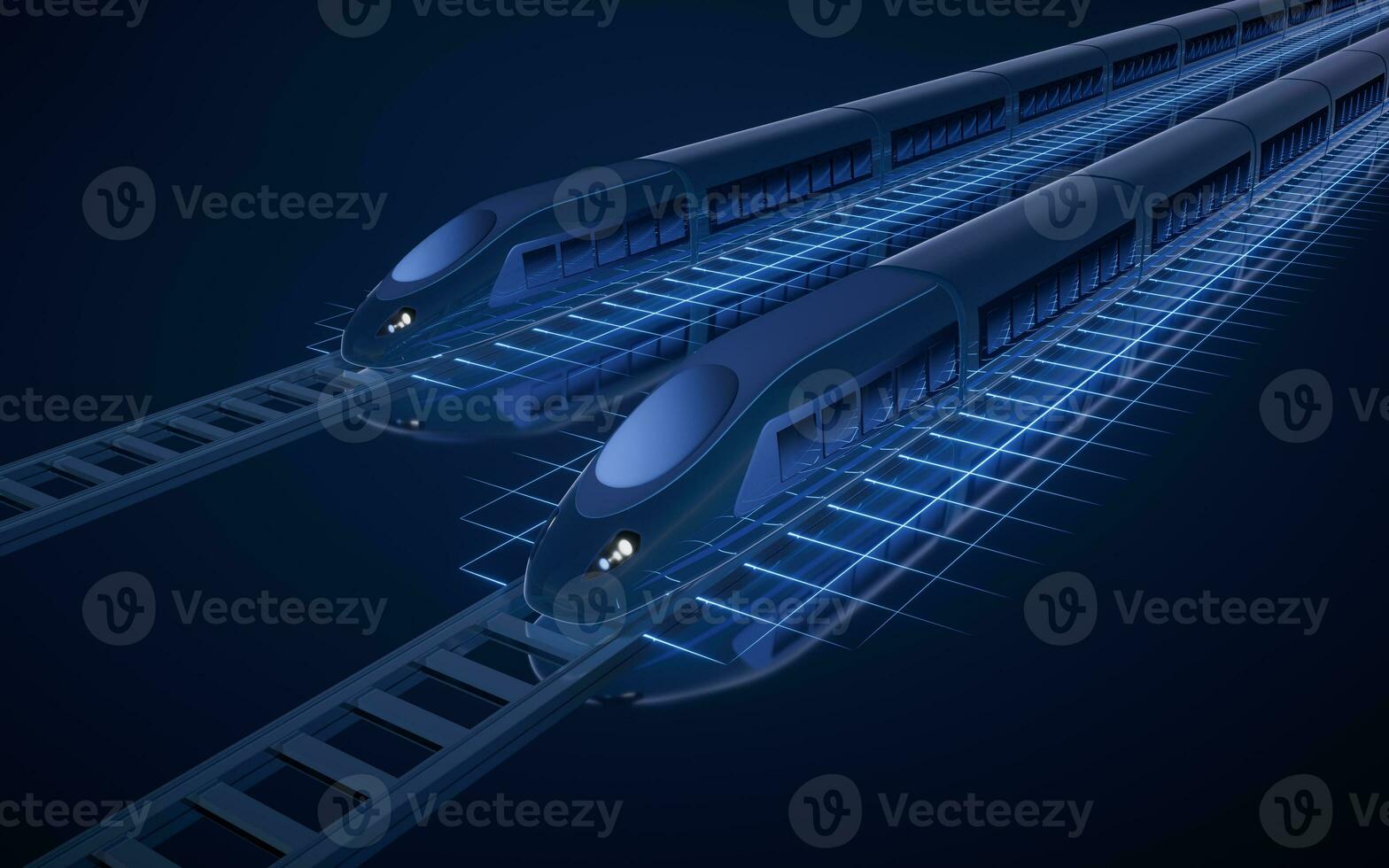 Digital high speed railway bullet train, 3d rendering. photo