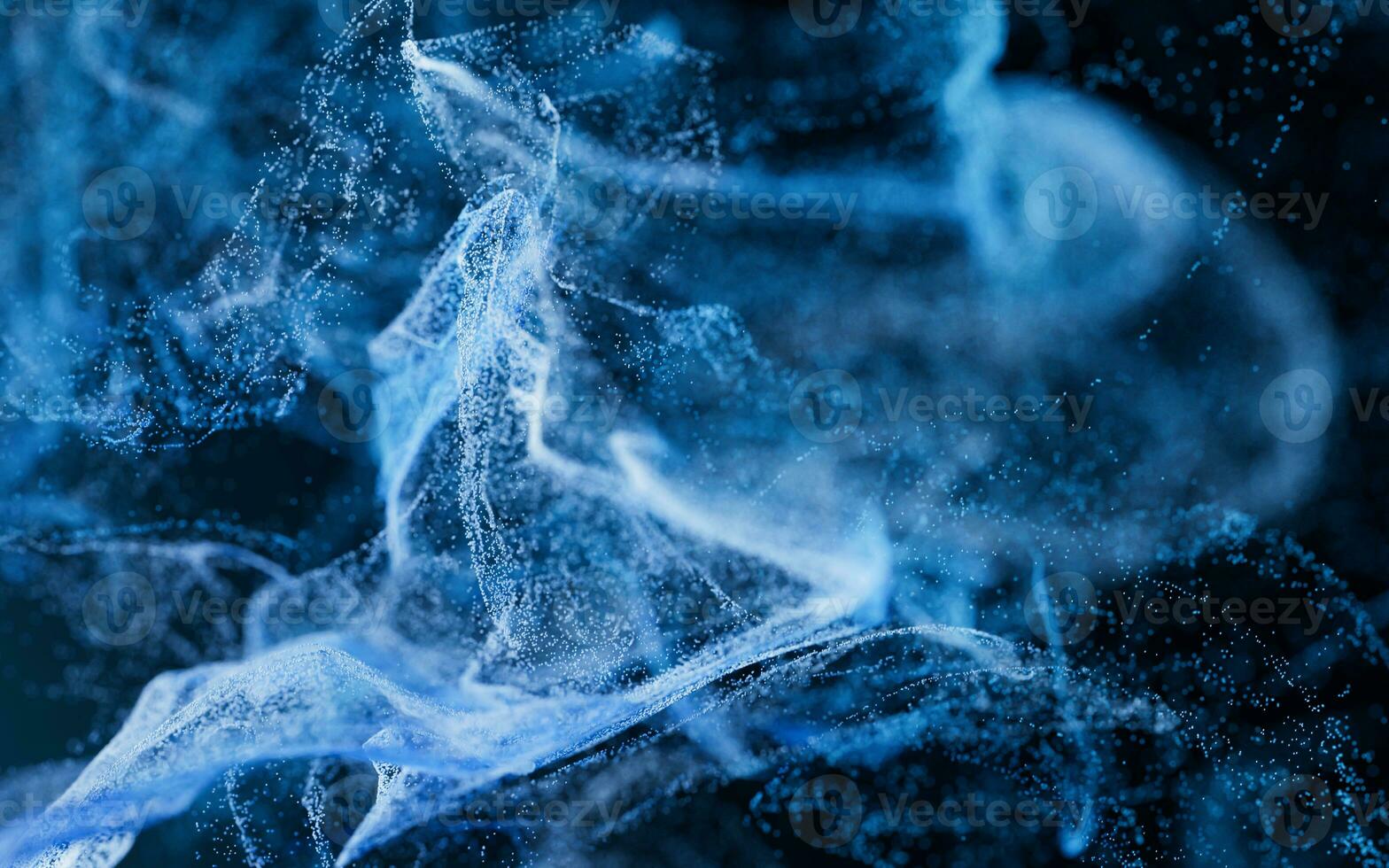 fluido partículas con fumar forma, 3d representación. foto