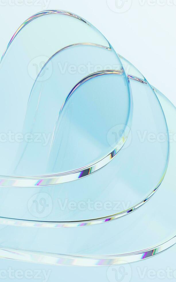 transparente curva vaso, 3d representación. foto