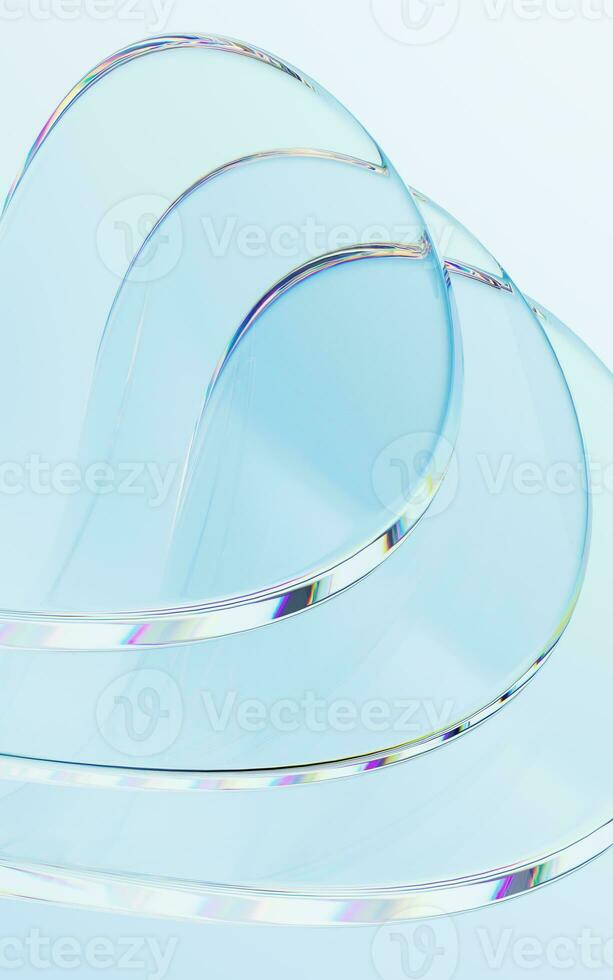 Transparent curve glass, 3d rendering. photo