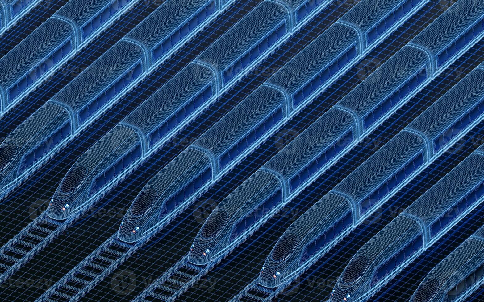 Digital high speed railway bullet train, 3d rendering. photo