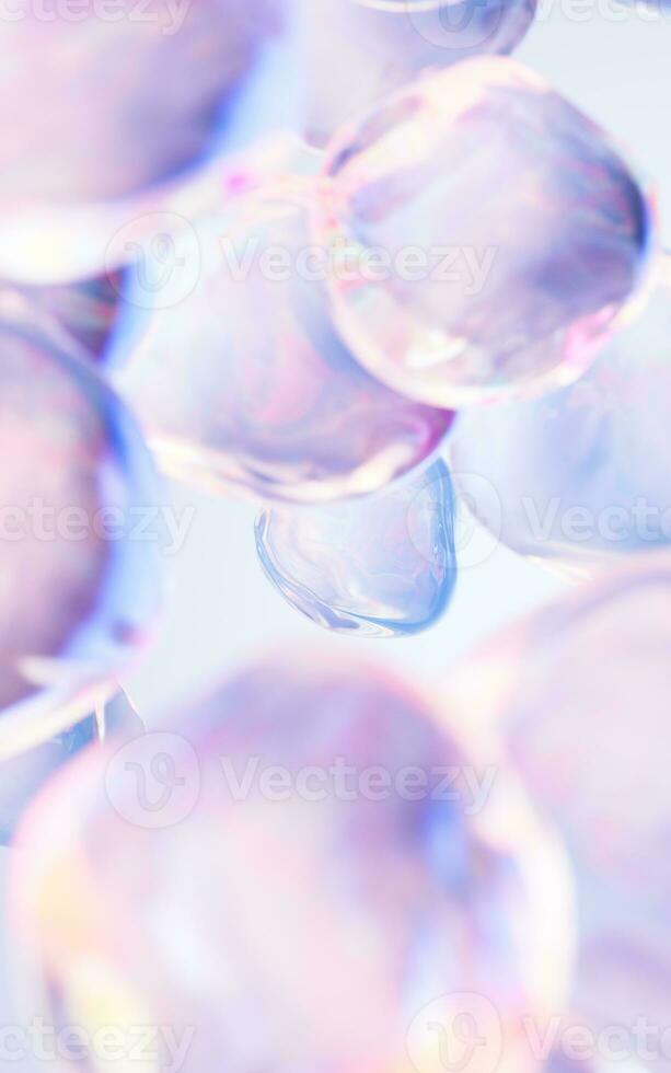 Transparent bubble with gradient colors, 3d rendering. photo