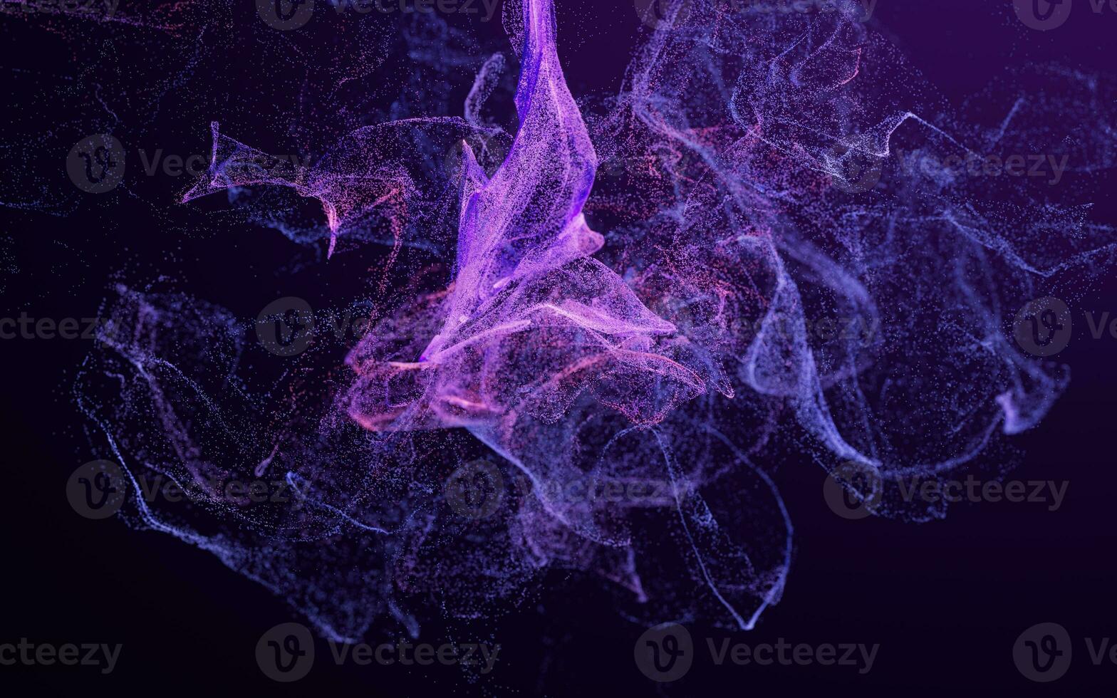 Flowing particles with smoke shape, 3d rendering. photo