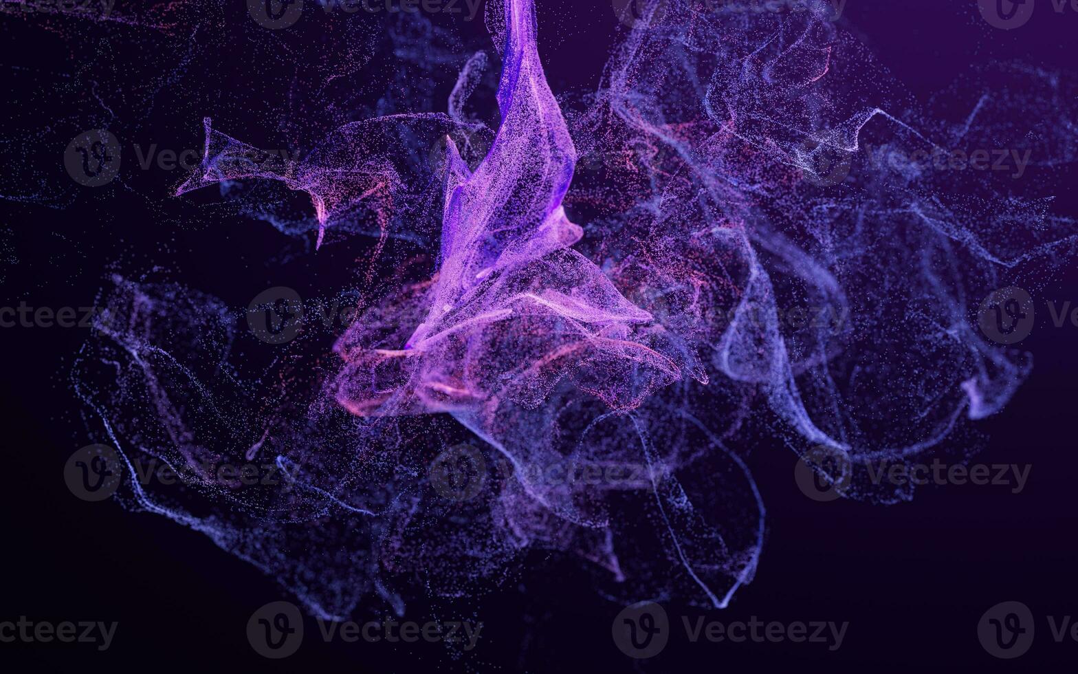 Flowing particles with smoke shape, 3d rendering. photo