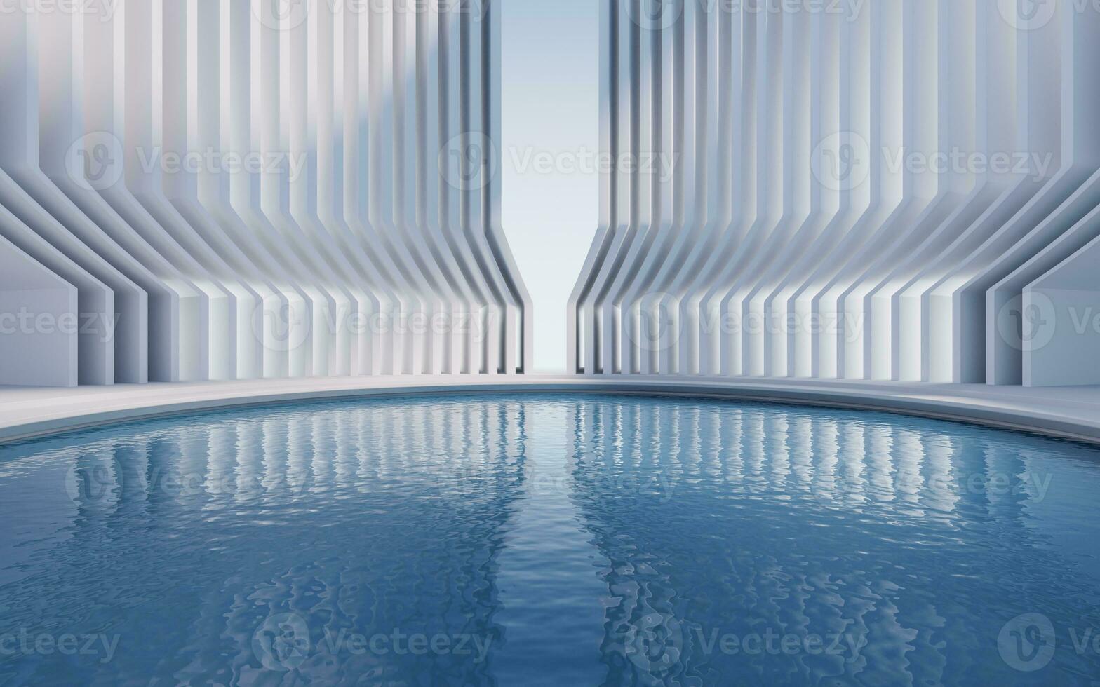 Water surface with creative geometric structure, 3d rendering. photo