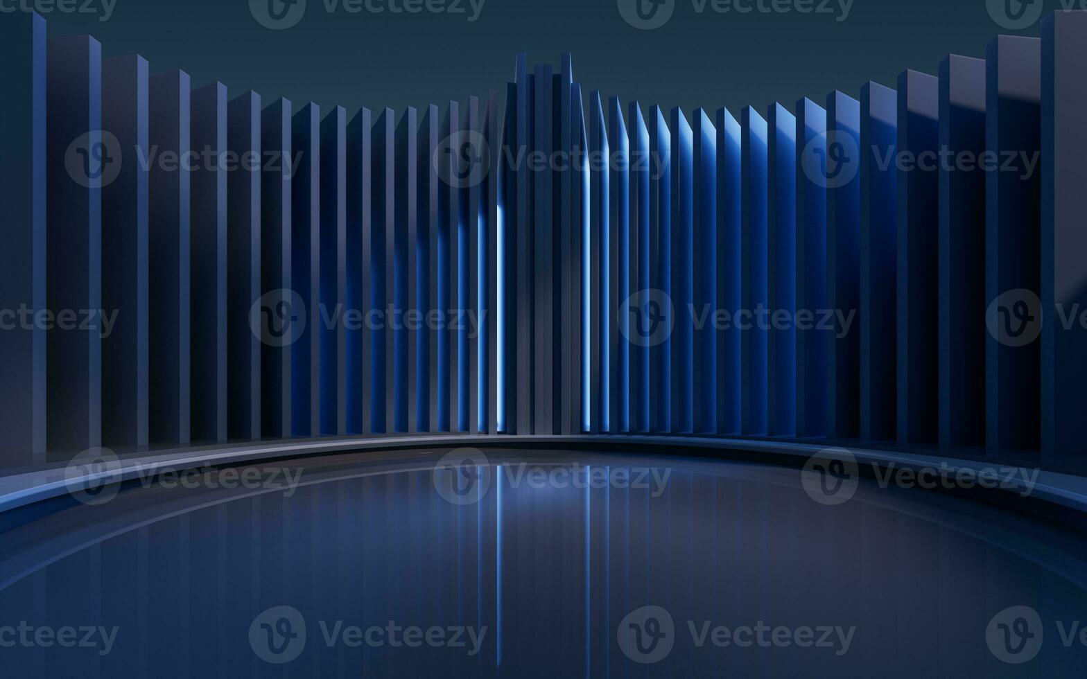 Dark room with geometric structure, 3d rendering. photo