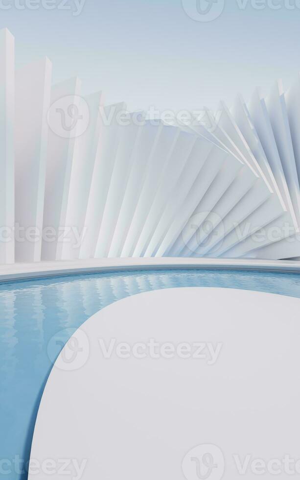Water surface with creative geometric structure, 3d rendering. photo