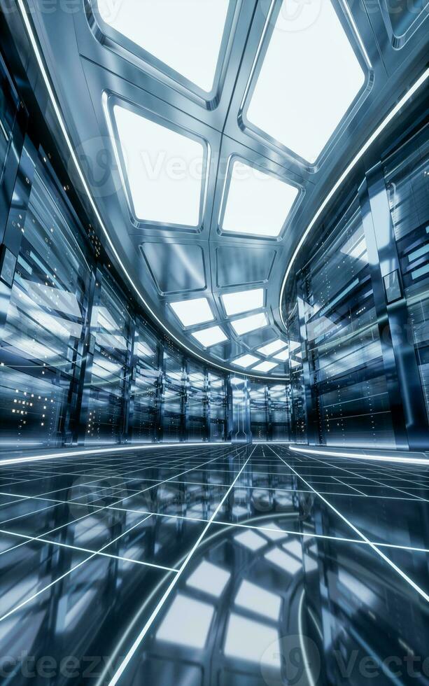 Sever racks and data center, big data and cloud computing concept, 3d rendering. photo