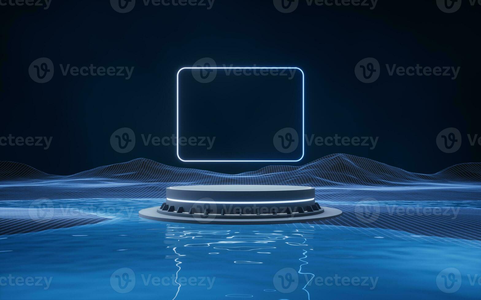 Empty stage in the digital space, 3d rendering. photo