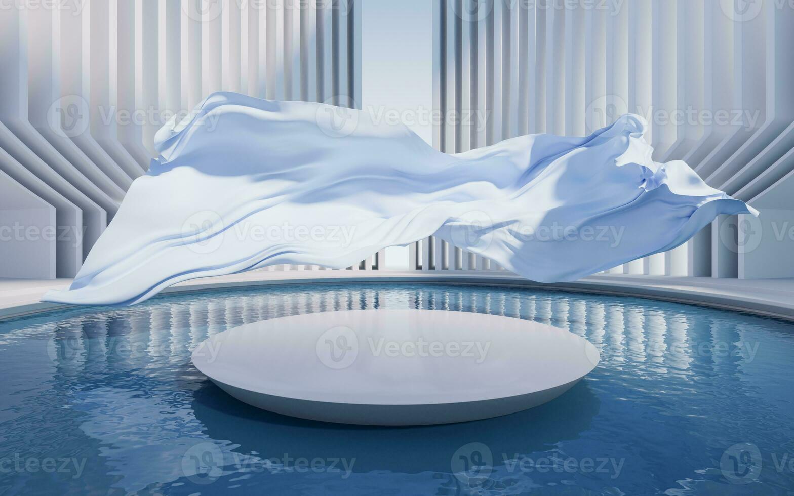 Water surface with creative geometric structure, 3d rendering. photo
