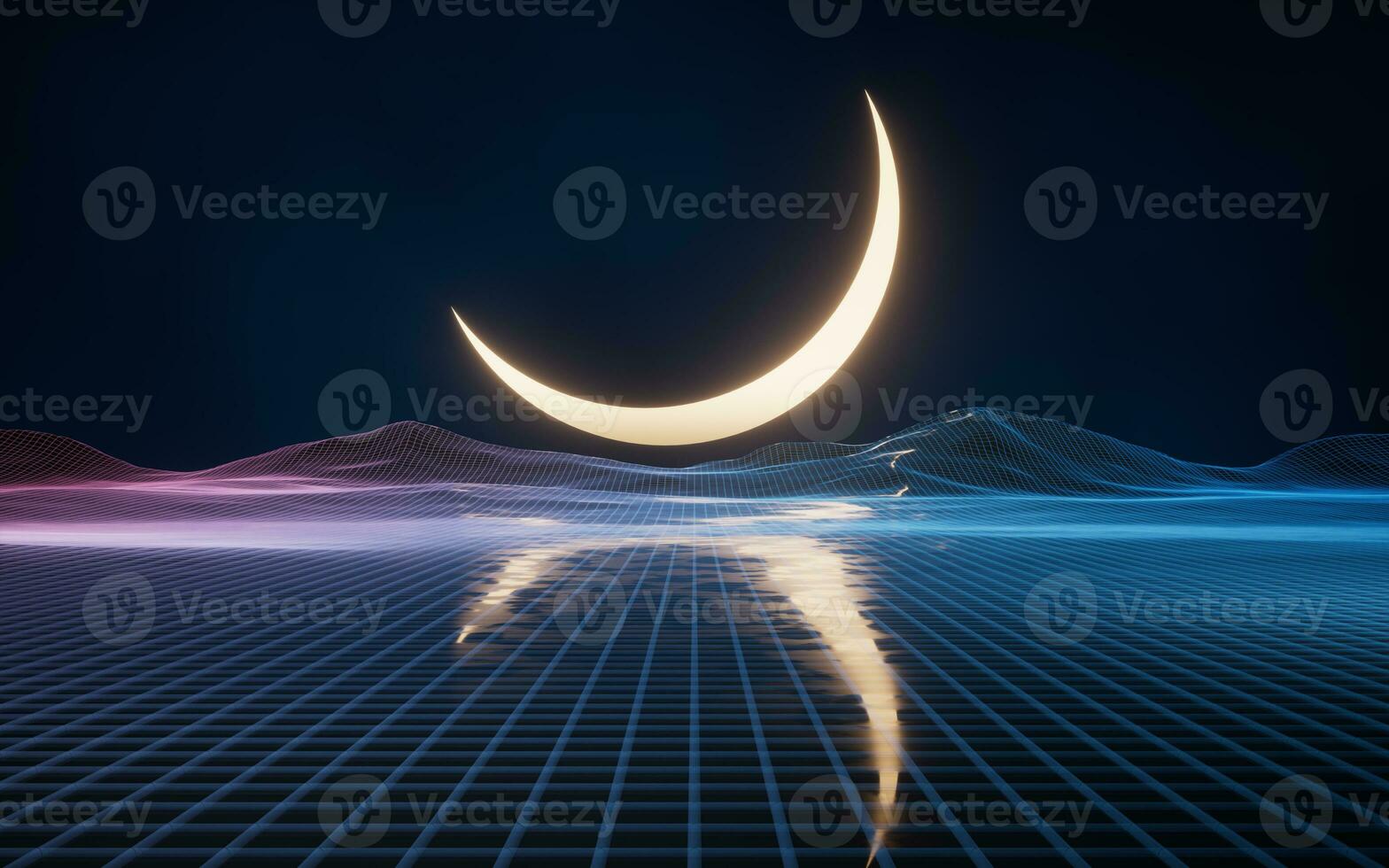 Digital space and moonlight, 3d rendering. photo