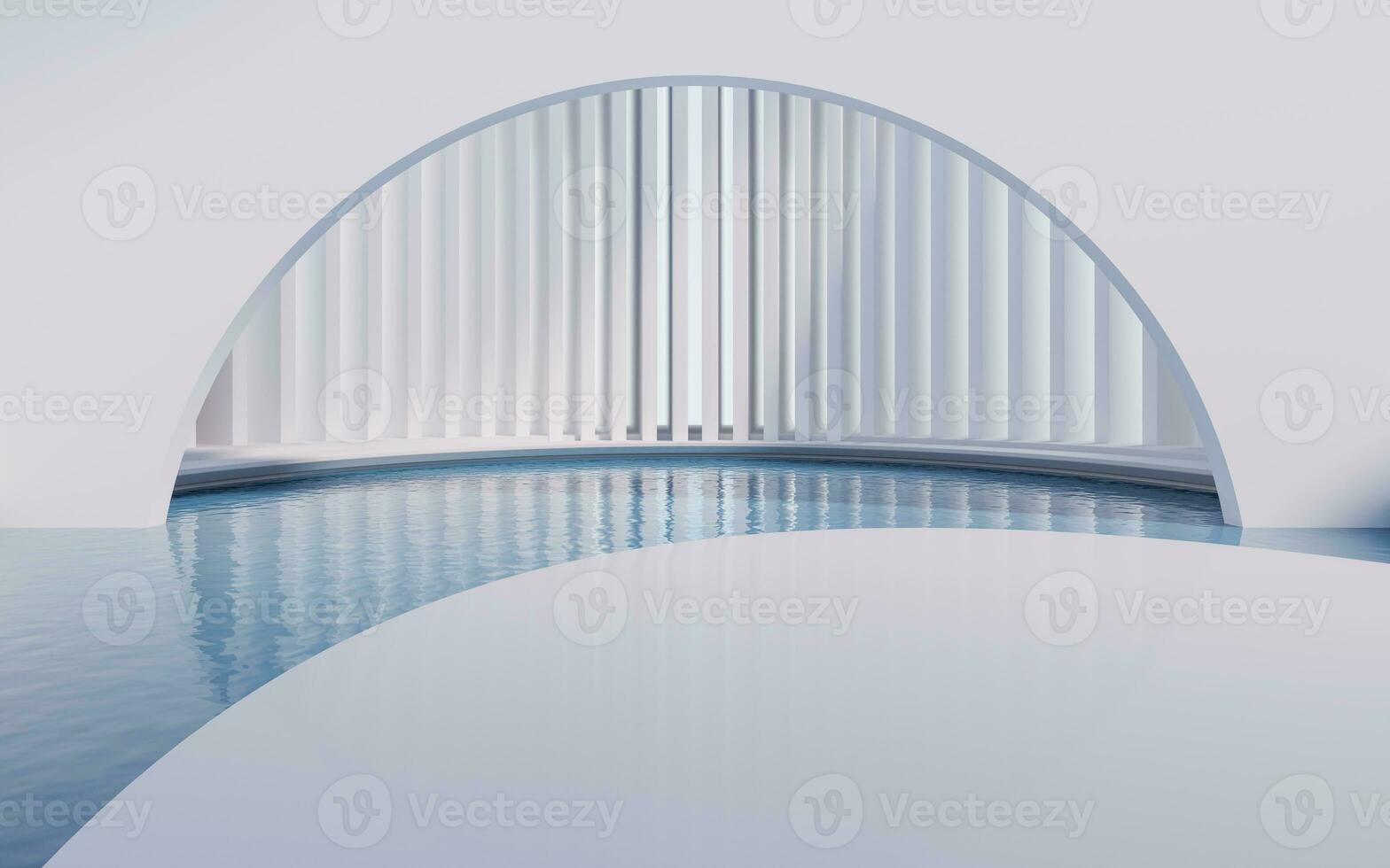 Water surface with creative geometric structure, 3d rendering. photo