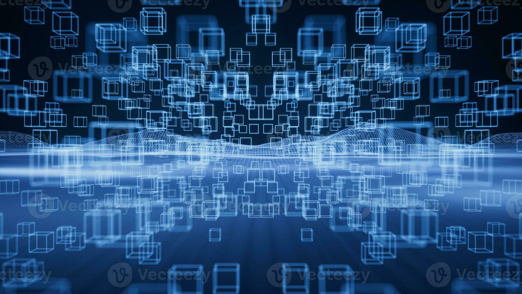 Digital space with glowing lines, 3d rendering. photo