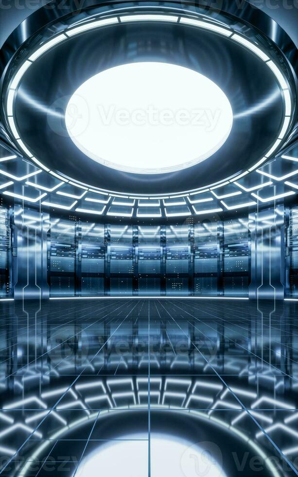 Sever racks and data center, big data and cloud computing concept, 3d rendering. photo