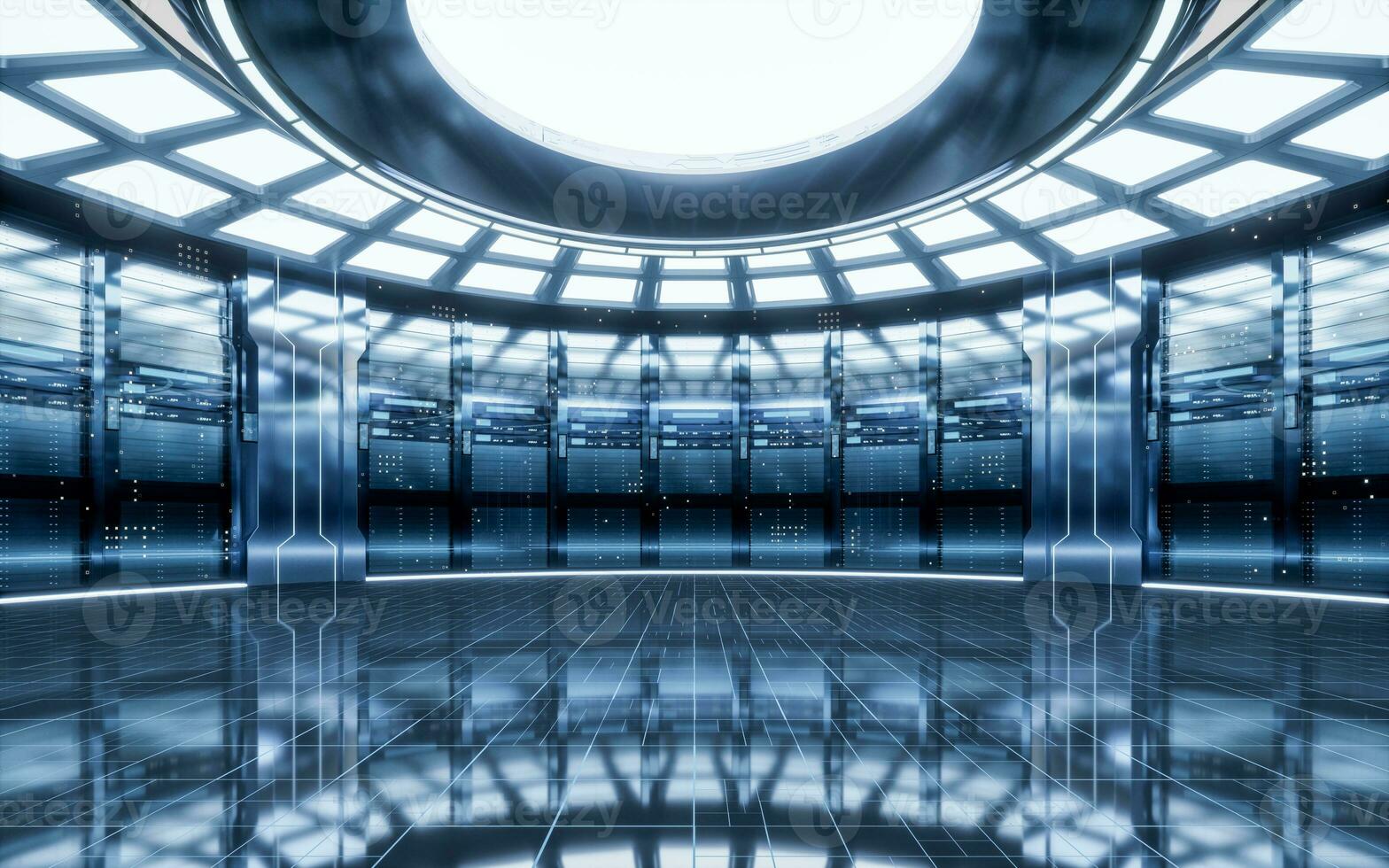 Sever racks and data center, big data and cloud computing concept, 3d rendering. photo