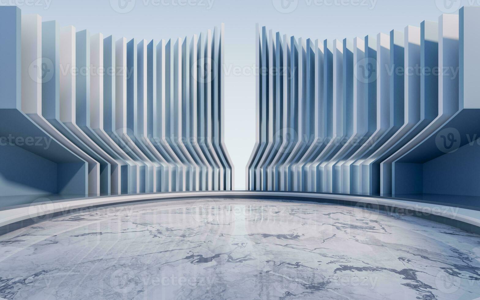 Empty ground with creative geometric structure background, 3d rendering. photo