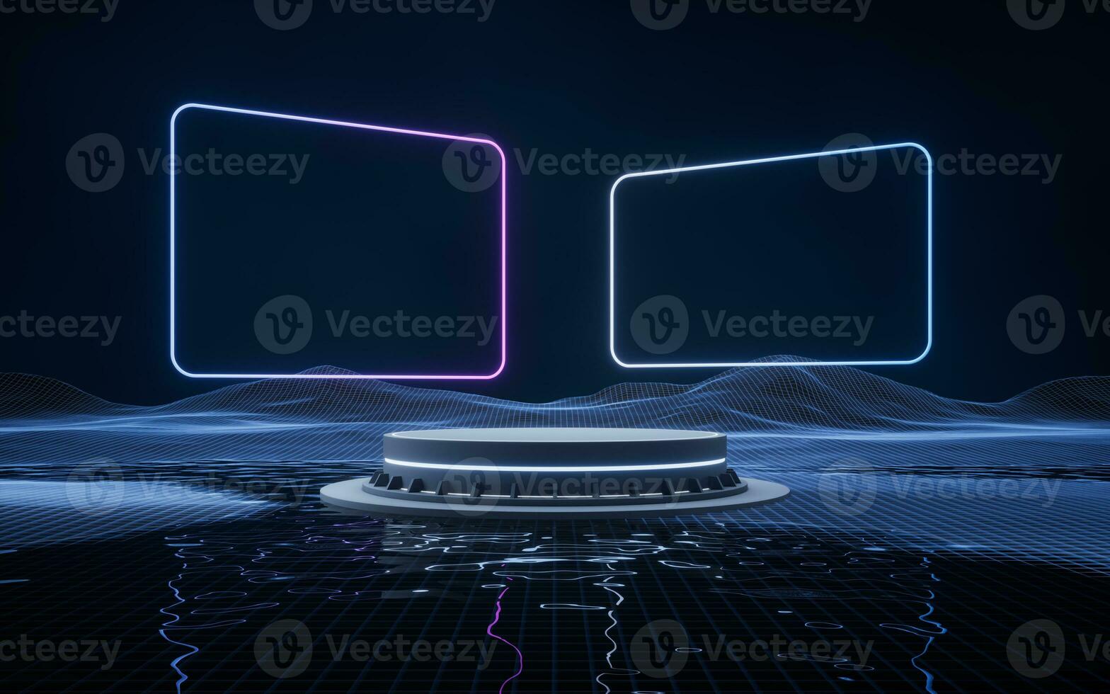 Empty stage in the digital space, 3d rendering. photo