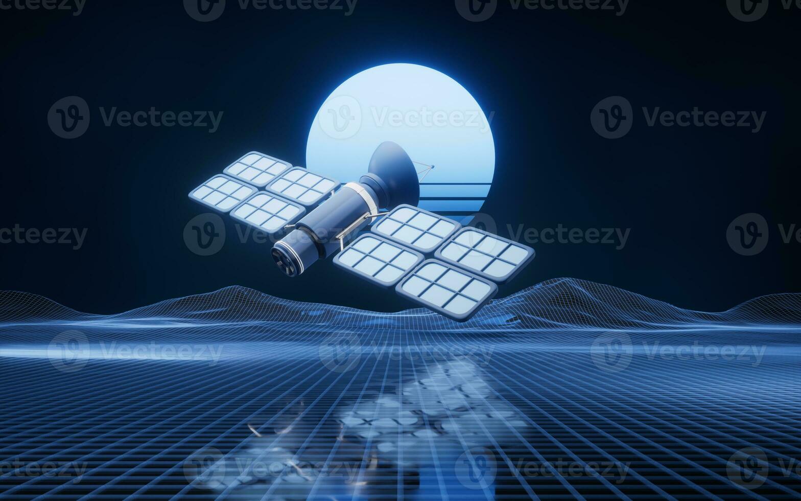 satellite and outer space background, 3d rendering. photo