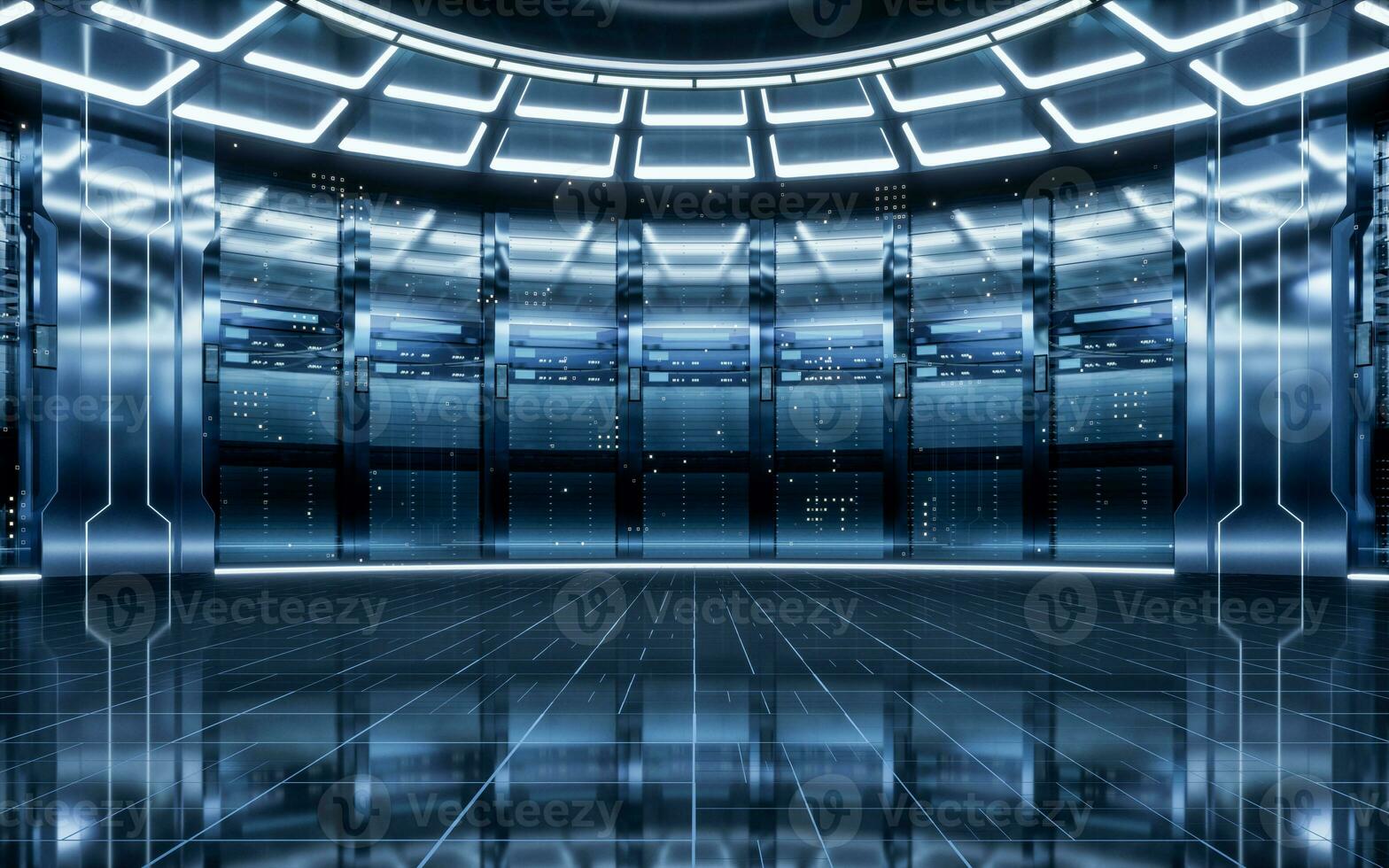 Sever racks and data center, big data and cloud computing concept, 3d rendering. photo