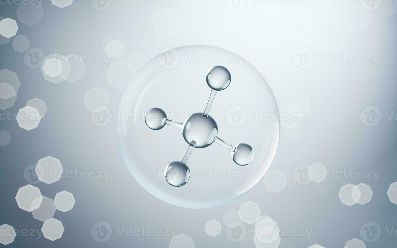 Chemical molecule with blue background, 3d rendering. photo