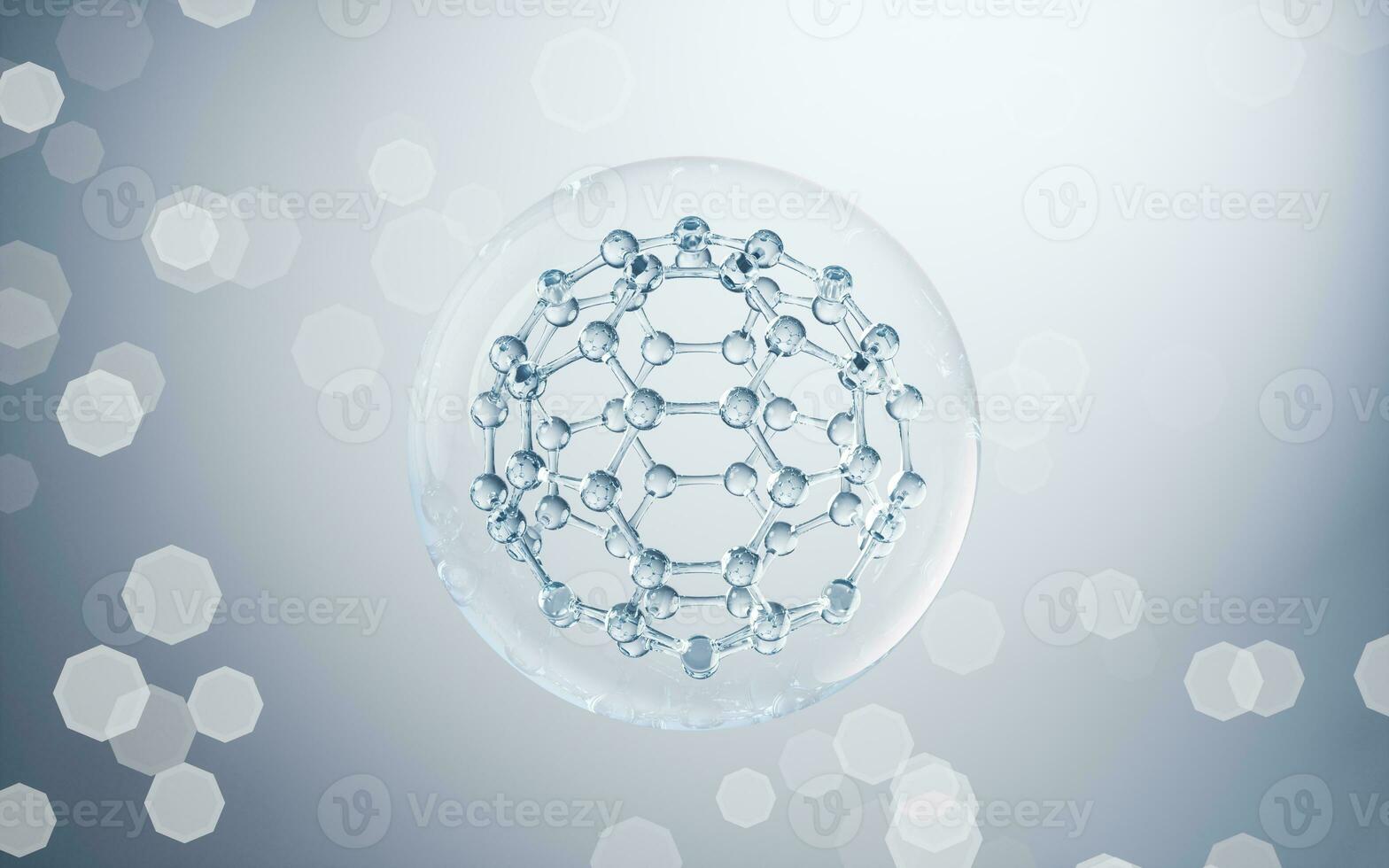 Chemical molecule with blue background, 3d rendering. photo