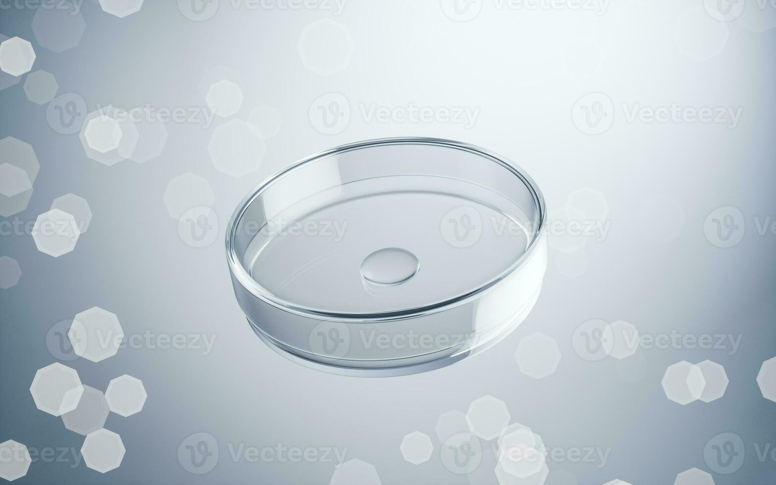 Petri dish with blue background, 3d rendering. photo