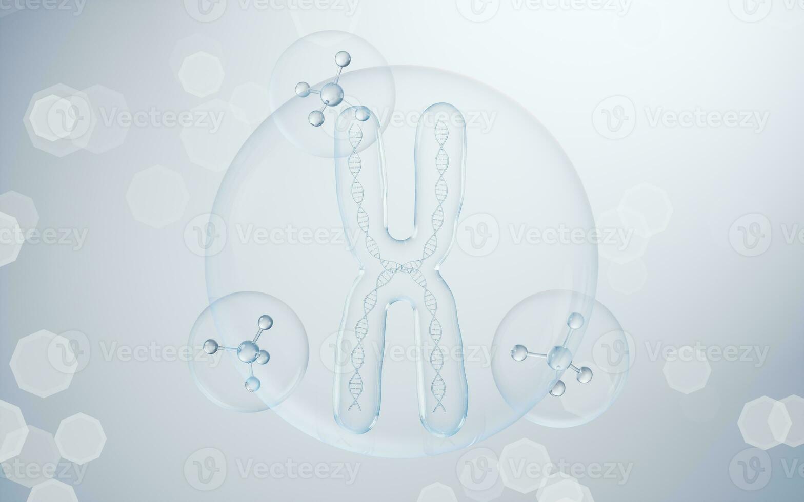 Chromosome with blue background, 3d rendering. photo