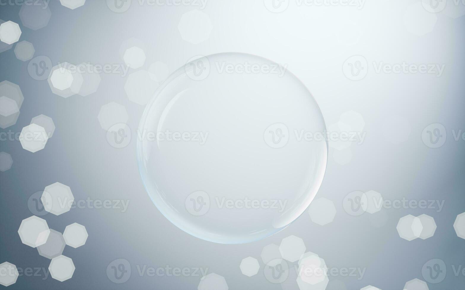 Transparent bubble with blue background, 3d rendering. photo