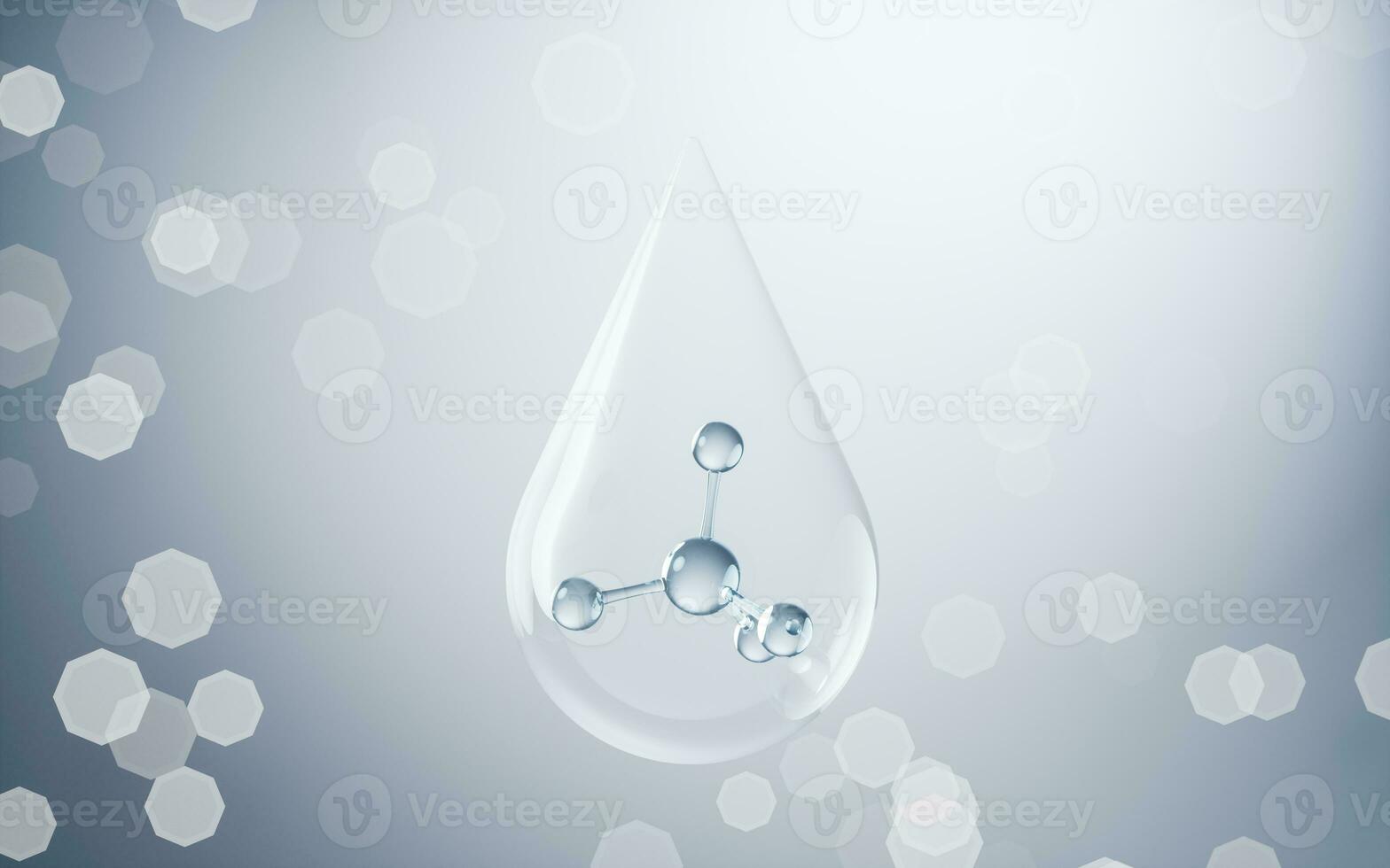 Chemical molecule with blue background, 3d rendering. photo