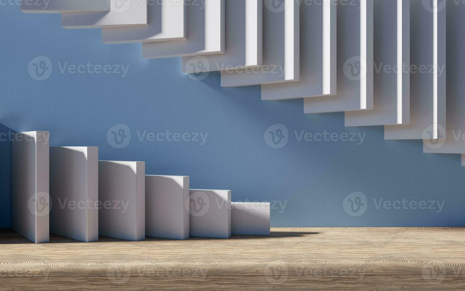 Empty building structure with wood floor, 3d rendering. photo